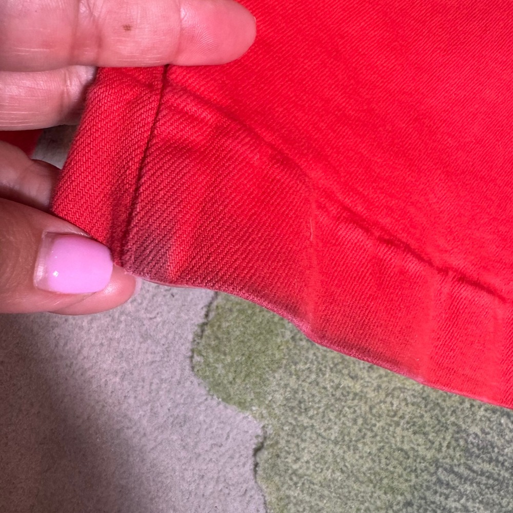 Alice + Olivia Jeans Red High Rise Wide Leg Flare Pants Front Seam Detail - Picture 14 of 14